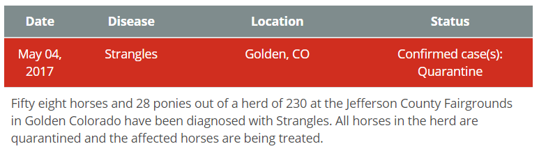 Strangles Outbreak in Colorado