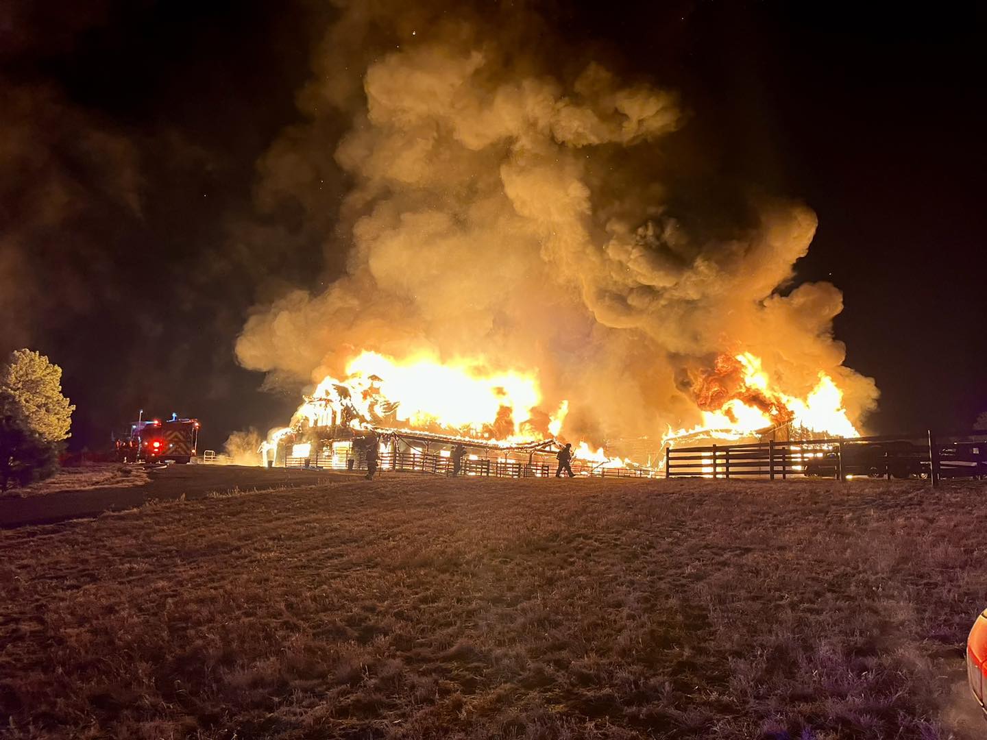 Fire at Equestrian Facility in Franktown Colorado