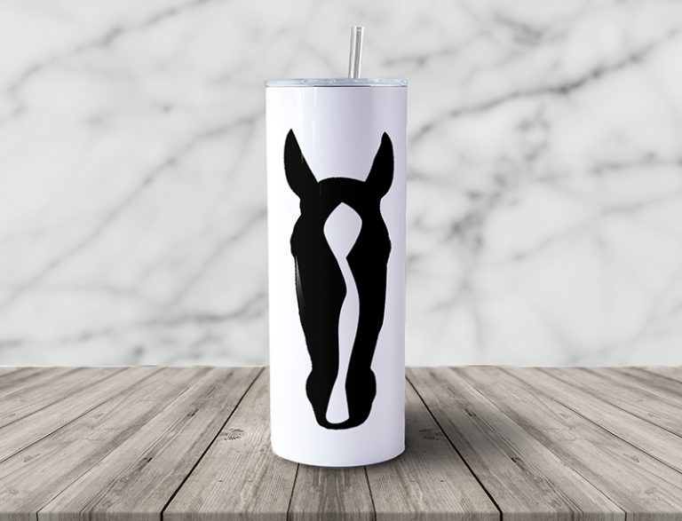 Horse Head Tumbler Mockup Front Black Horse Video Thumb 768x587