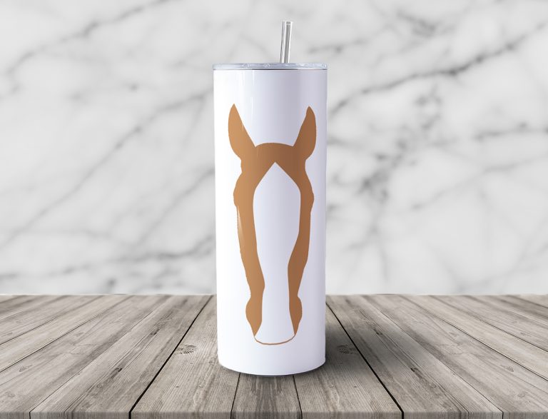 Horse Head Tumbler Mockup Front Chestnut Horse 768x587