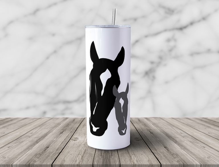 Horse Head Tumbler Mockup Front Momma and Baby Video Thumbnail 768x587